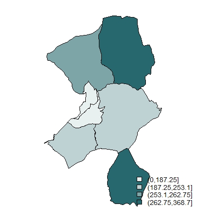 Número de pensionistas por mil habitantes distritos